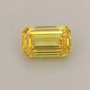 0.41ct EMERALD Fancy Vivid Yellow VS1 Coloured Lab diamond