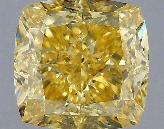 1.09ct CUSHION Fancy Intense Yellow VS1 Coloured Lab diamond