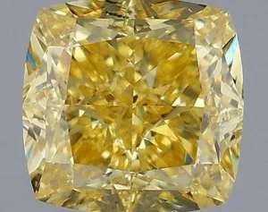1.09ct CUSHION Fancy Intense Yellow VS1 Coloured Lab diamond