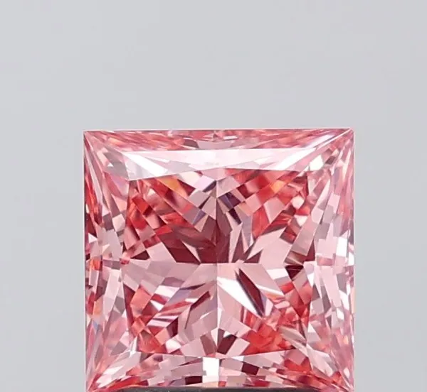 2.02ct PRINCESS Fancy Vivid Pink VS1 Coloured Lab diamond