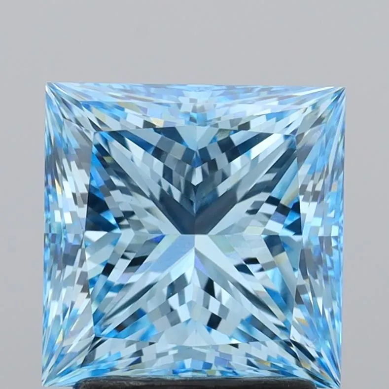 2.51ct PRINCESS Fancy Vivid Blue VVS2 Coloured Lab diamond