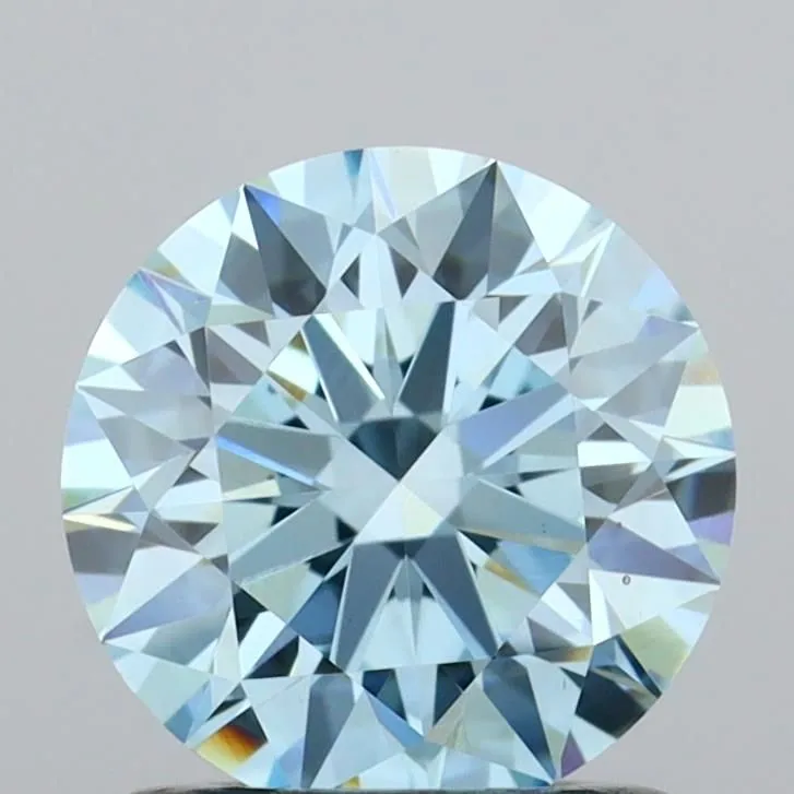 1.08ct ROUND Fancy Vivid Blue VS2 Coloured Lab diamond
