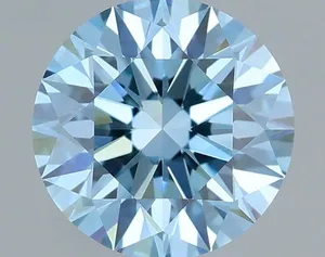 0.74ct ROUND Fancy Vivid Blue VVS2 Coloured Lab diamond
