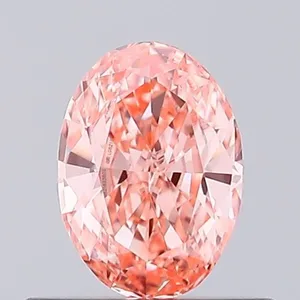 0.39ct OVAL Fancy Vivid Orangey Pink VVS2 Coloured Lab diamond