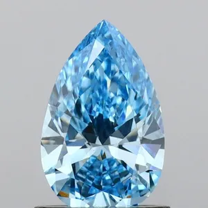 0.9ct PEAR Fancy Vivid Blue VS1 Coloured Lab diamond
