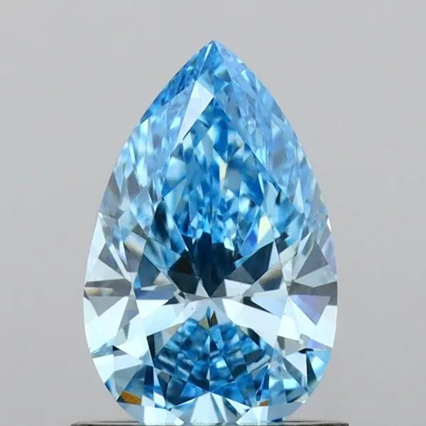 0.9ct PEAR Fancy Vivid Blue VS1 Coloured Lab diamond