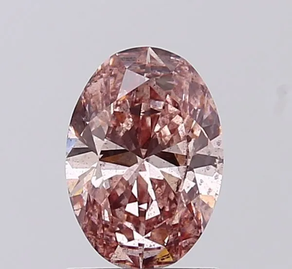 1ct OVAL Fancy Vivid Brownish Pink I1 Coloured Lab diamond