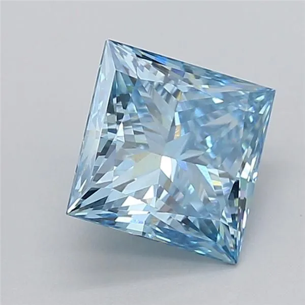 2.20ct PRINCESS Fancy Vivid Blue VS1 Coloured Lab diamond