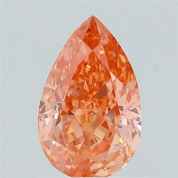 0.94ct PEAR Fancy Vivid Orangey Pink VS1 Coloured Lab diamond