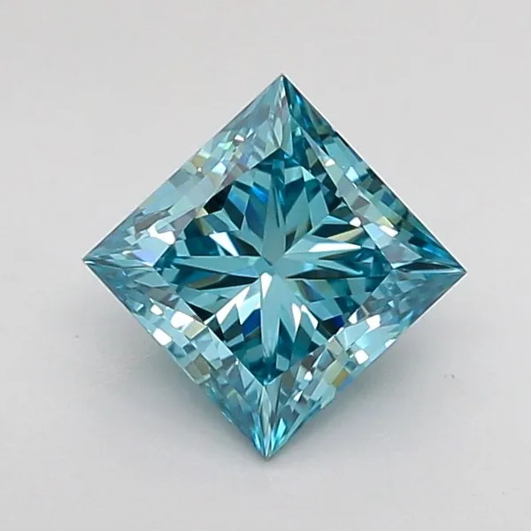 0.99ct PRINCESS Fancy Vivid Blue VVS2 Coloured Lab diamond