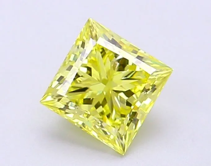 1.02ct PRINCESS Fancy Vivid Yellow VVS2 Coloured Lab diamond