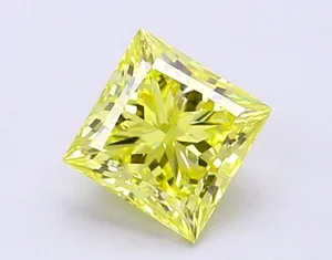 1.02ct PRINCESS Fancy Vivid Yellow VVS2 Coloured Lab diamond