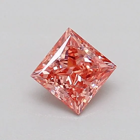 0.44ct PRINCESS Fancy Vivid Pink VS2 Coloured Lab diamond