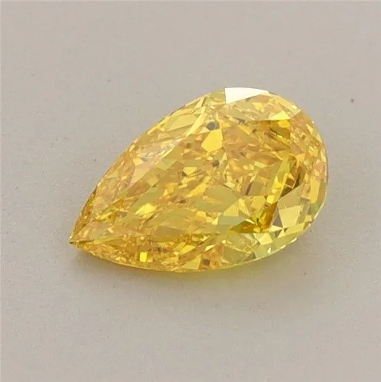 0.54ct PEAR Fancy Vivid Yellow VVS2 Coloured Lab diamond