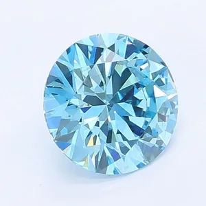 0.96ct ROUND Fancy Vivid Blue VS2 Coloured Lab diamond