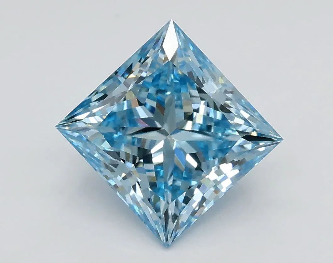 2.05ct PRINCESS Fancy Intense Blue VS1 Coloured Lab diamond