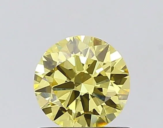 0.68ct ROUND Fancy Intense Yellow VVS2 Coloured Lab diamond