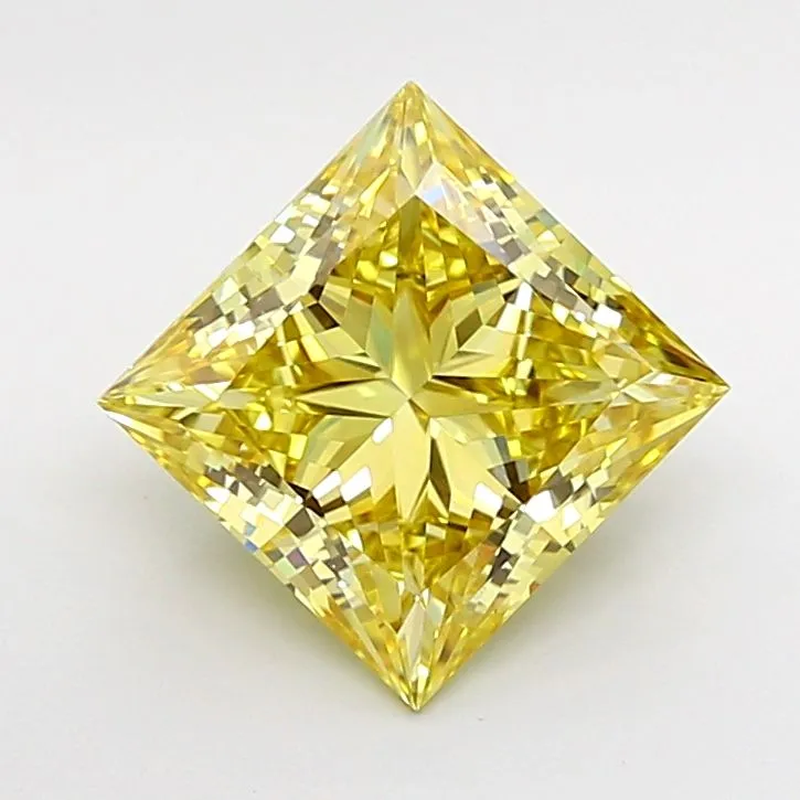 4.01ct PRINCESS Fancy Intense Yellow VVS2 Coloured Lab diamond