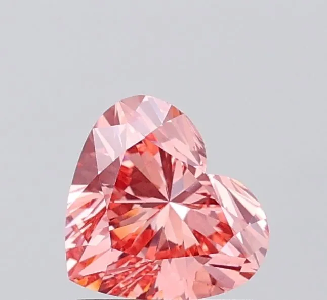 1.01ct HEART Fancy Vivid Orangey Pink VS1 Coloured Lab diamond