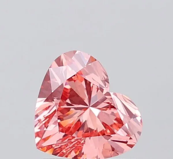 1.01ct HEART Fancy Vivid Orangey Pink VS1 Coloured Lab diamond