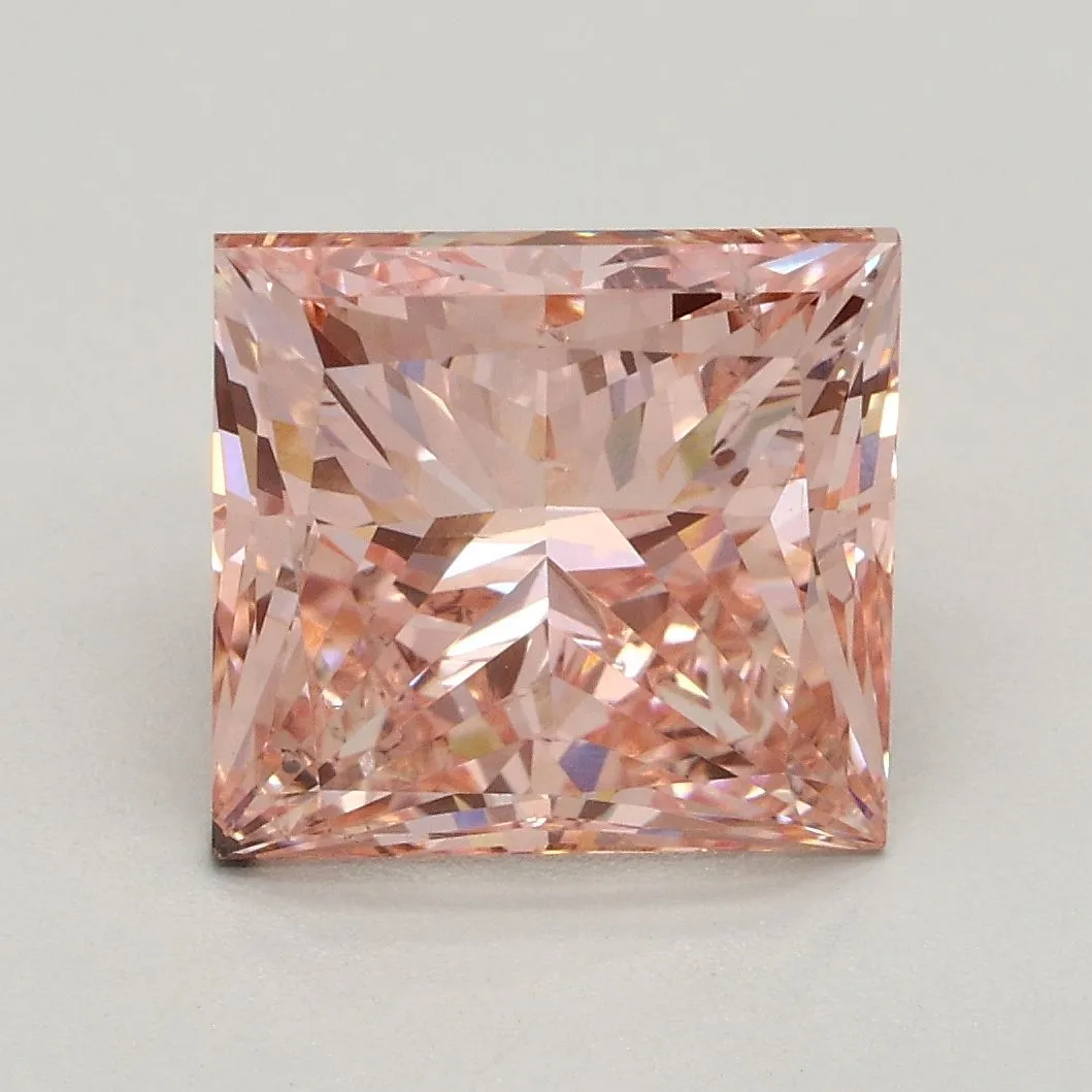 3.00ct PRINCESS Fancy Intense Pink SI1 Coloured Lab diamond