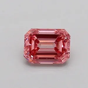 0.45ct EMERALD Fancy Vivid Pink VS1 Coloured Lab diamond