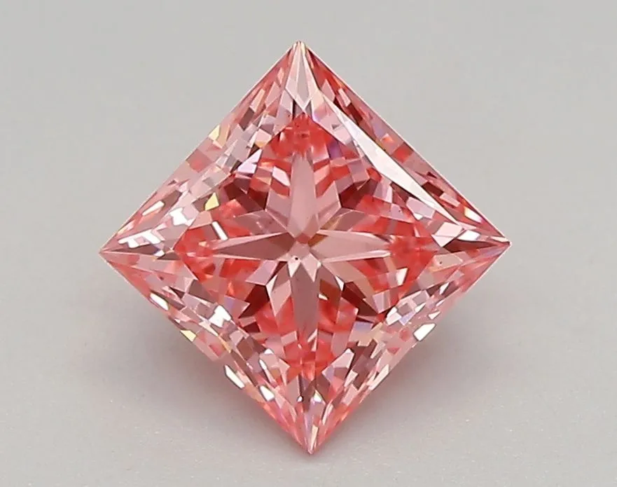 0.95ct PRINCESS Fancy Vivid Pink VS1 Coloured Lab diamond