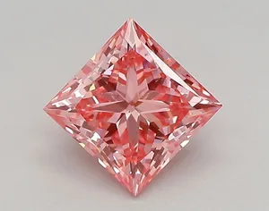 0.95ct PRINCESS Fancy Vivid Pink VS1 Coloured Lab diamond