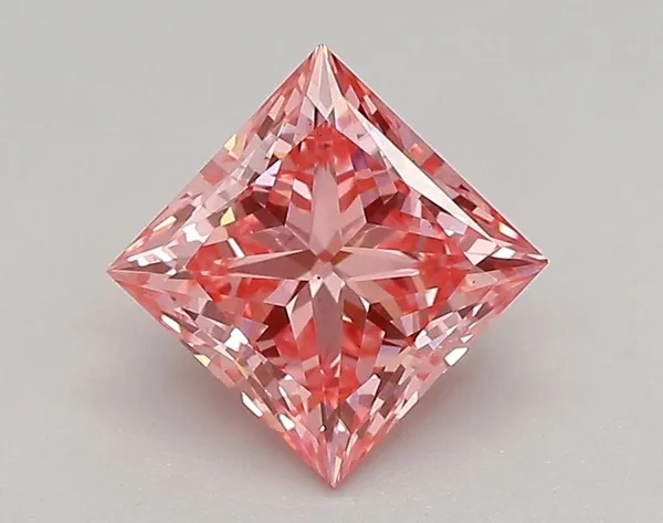 0.95ct PRINCESS Fancy Vivid Pink VS1 Coloured Lab diamond