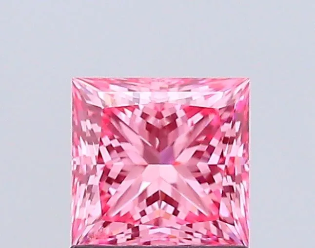 1.20ct PRINCESS Fancy Vivid Pink VS1 Coloured Lab diamond