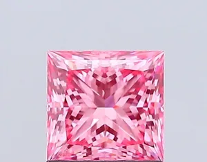 1.2ct PRINCESS Fancy Vivid Pink VS1 Coloured Lab diamond