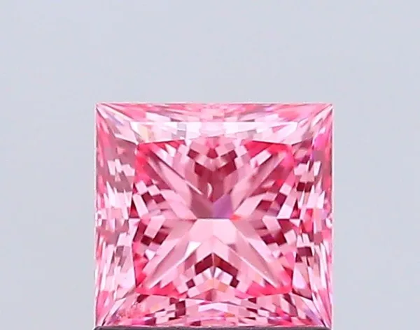 1.2ct PRINCESS Fancy Vivid Pink VS1 Coloured Lab diamond