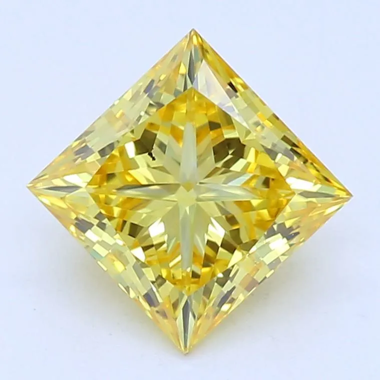 0.91ct PRINCESS Fancy Vivid Yellow VS2 Coloured Lab diamond