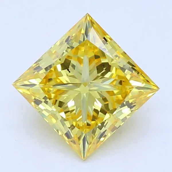 0.91ct PRINCESS Fancy Vivid Yellow VS2 Coloured Lab diamond
