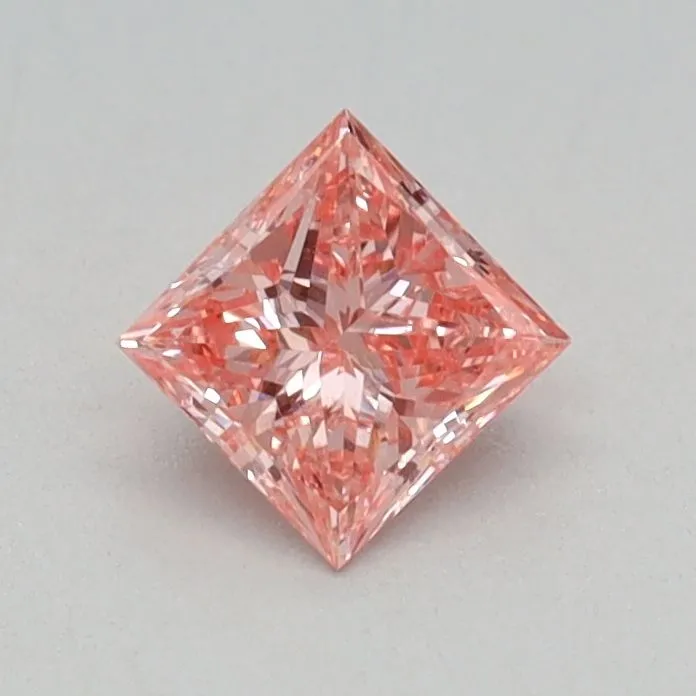 0.32ct PRINCESS Fancy Vivid Pink VS2 Coloured Lab diamond
