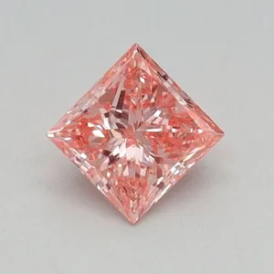 0.32ct PRINCESS Fancy Vivid Pink VS2 Coloured Lab diamond