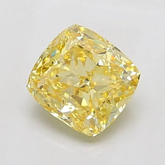 1.22ct CUSHION Fancy Vivid Yellow VS2 Coloured Lab diamond