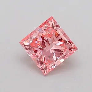 0.71ct PRINCESS Fancy Vivid Pink VS2 Coloured Lab diamond