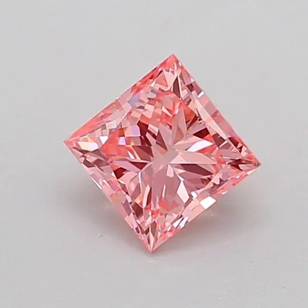 0.71ct PRINCESS Fancy Vivid Pink VS2 Coloured Lab diamond