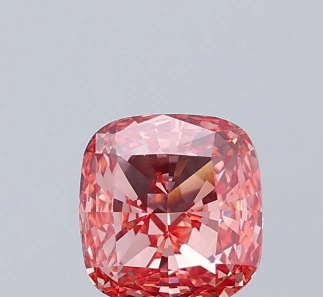 0.52ct CUSHION Fancy Intense Orangey Pink VS1 Coloured Lab diamond