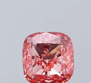 0.52ct CUSHION Fancy Intense Orangey Pink VS1 Coloured Lab diamond