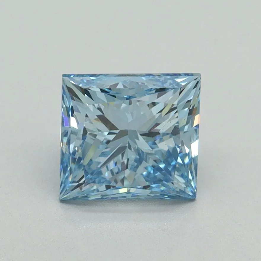 1.52ct PRINCESS Fancy Vivid Blue VS1 Coloured Lab diamond