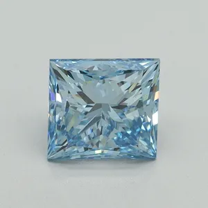 1.52ct PRINCESS Fancy Vivid Blue VS1 Coloured Lab diamond