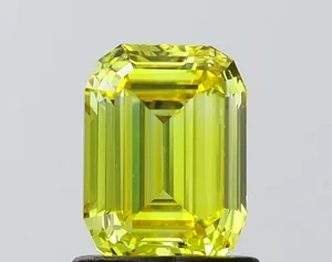 1.15ct EMERALD Fancy Vivid Yellow VS1 Coloured Lab diamond