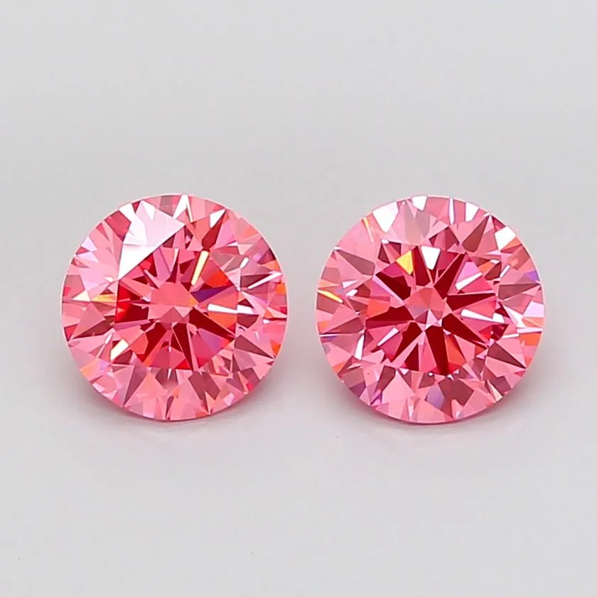 0.53ct ROUND Fancy Vivid Pink VS1 Coloured Lab diamond
