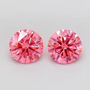 0.53ct ROUND Fancy Vivid Pink VS1 Coloured Lab diamond