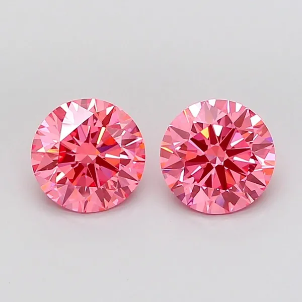 0.53ct ROUND Fancy Vivid Pink VS1 Coloured Lab diamond