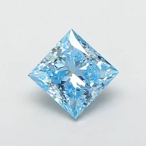 1.08ct PRINCESS Fancy Vivid Blue VVS2 Coloured Lab diamond