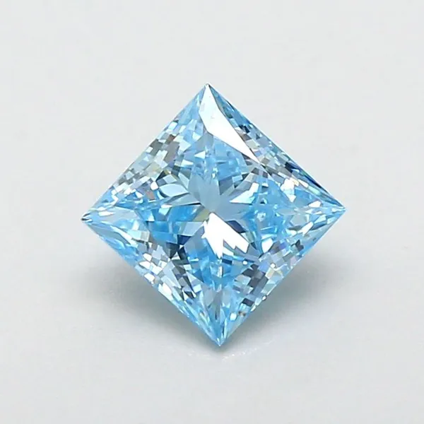 1.08ct PRINCESS Fancy Vivid Blue VVS2 Coloured Lab diamond