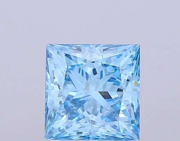 1.84ct PRINCESS Fancy Vivid Blue VS2 Coloured Lab diamond